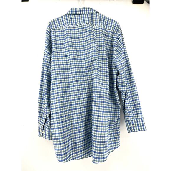Stafford‎ Men's Blue Green Wrinkle Free Fitted Check Shirt 60% cotton 18 34-35 - Picture 2 of 5